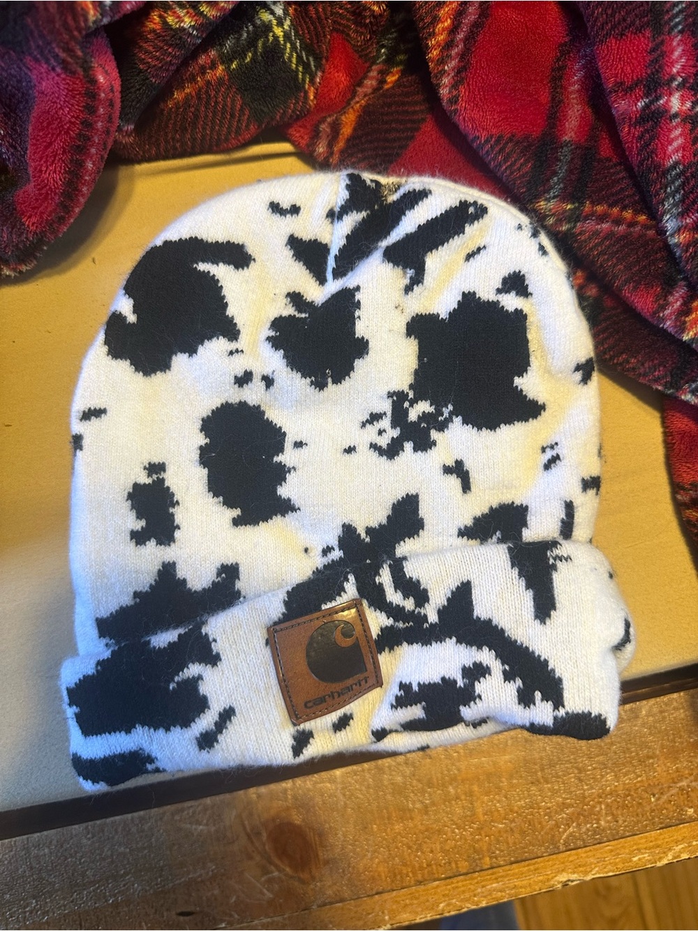 Carhartt  Black & White Cowprint Beanie